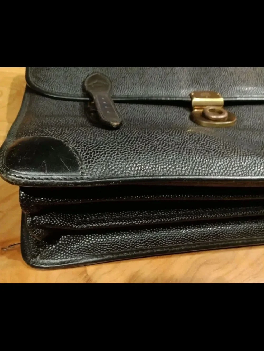 Mulberry Black Textured Leather Briefcase with Brass Lock